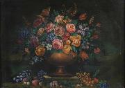 Johann Wilhelm Preyer Vase filled with flowers oil on canvas